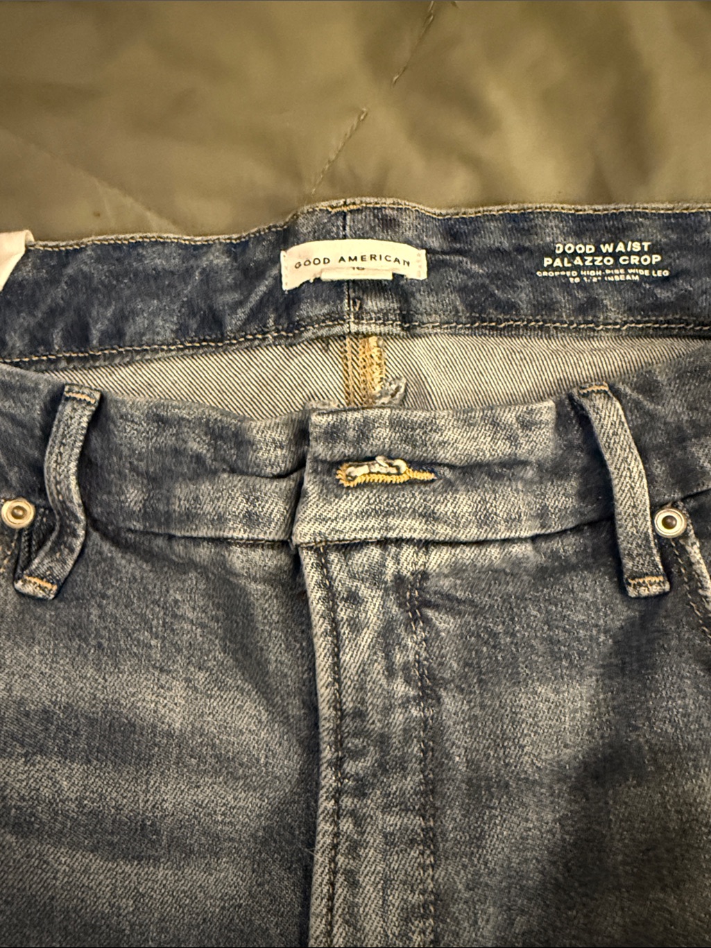 Good American Blue High-Waist Palazzo Crop Jeans
